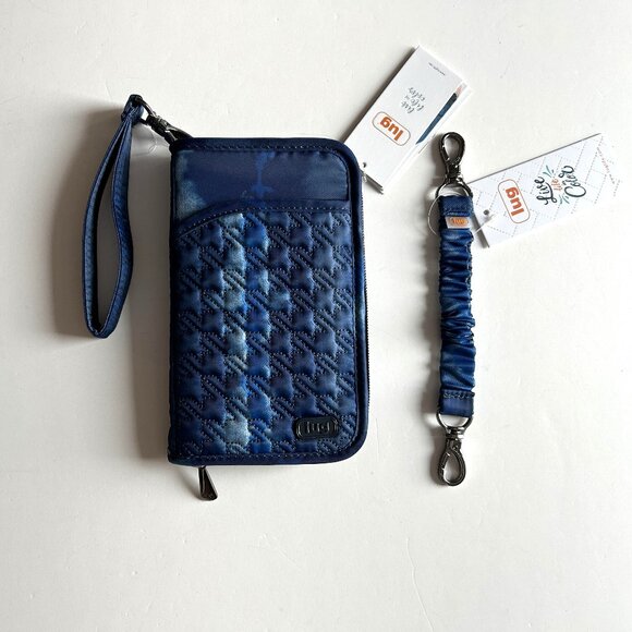 Lug Tandem Zip SE RFID Wallet Plus Matching Bungee Key Clip - Shibori Blue - Picture 1 of 9